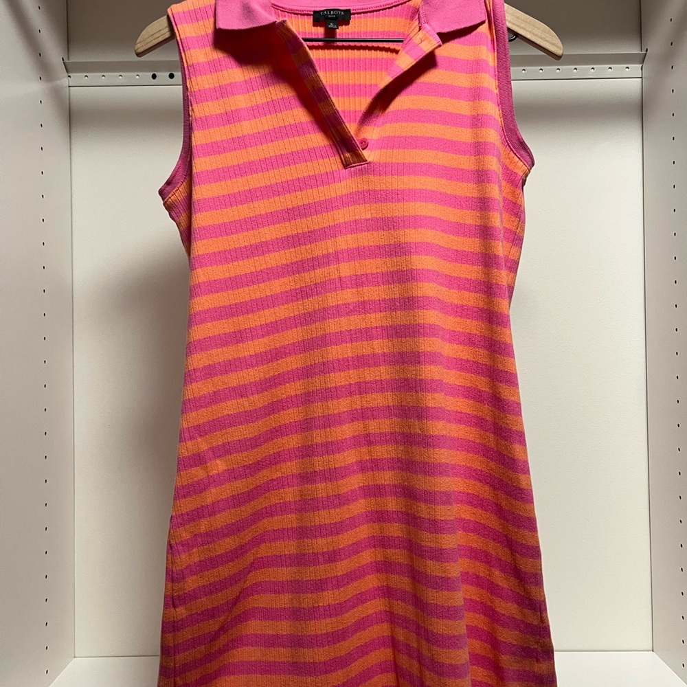 Talbots Petite Sleeveless Ribbed Polo Dress